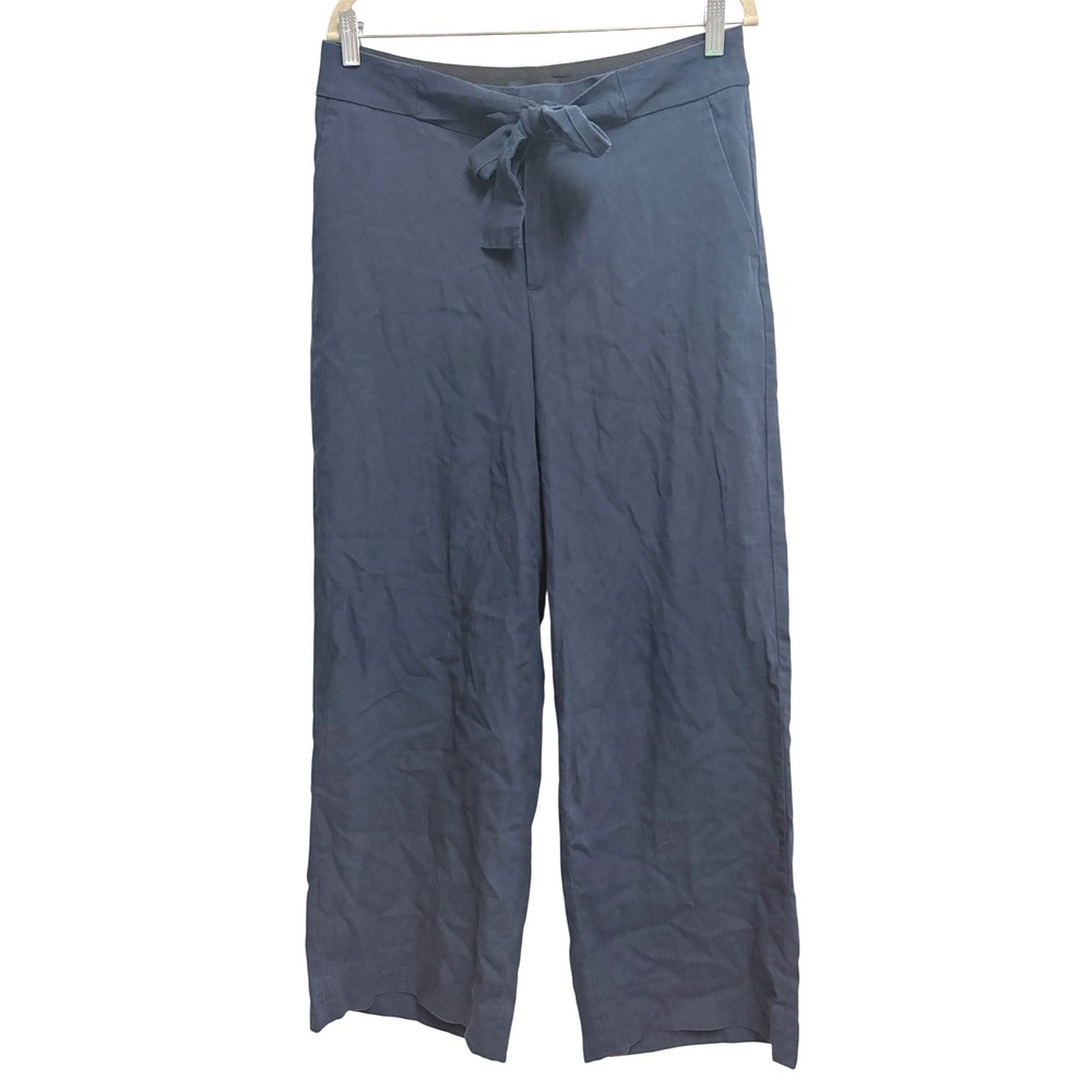 Banana Republic Wide Leg Tie Waist Navy Trousers Career Belted 10